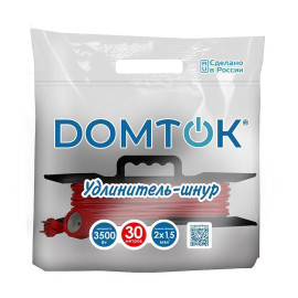 Удлинитель-шнур на рамке 1х30м без заземл. 16А IP20 3.5кВт ПВС 2х1.5 DOMTOK 2404