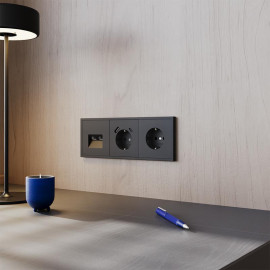 Розетка 1-м СП S70 16А с заземл. механизм черн. матов. Voltum VLS040108