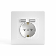 Розетка 1-м СП Pixel IP20 с заземл. с 2-мя заряд. устр. USB тип A+C механизм бел. TOKOV ELECTRIC TKE-PX-R1U2AC-C01