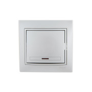 Выключатель 1-кл. СП Mira 10А IP20 с подсветкой со вставкой сер. метал. LEZARD 701-1010-111