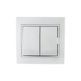 Выключатель 2-кл. СП Mira 10А IP20 со вставкой сер. метал. LEZARD 701-1010-101