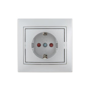 Розетка 1-м СП Mira 16А IP20 с заземл. защ. шторки со вставкой керамика сер. метал. LEZARD 701-1010-124