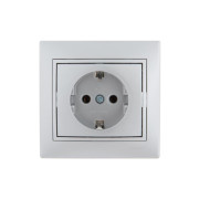 Розетка 1-м СП Mira 16А IP20 с заземл. со вставкой керамика сер. метал. LEZARD 701-1010-122