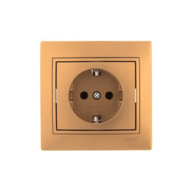 Розетка 1-м СП Mira 16А IP20 с заземл. со вставкой керамика зол. метал. LEZARD 701-1313-122