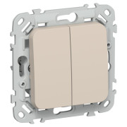 Выключатель проходной 2-кл. СП FLITE ВС62-1-0-ФлЛ 10А механизм льняной IEK FI-V22-0-10-1-K88