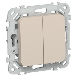 Выключатель проходной 2-кл. СП FLITE ВС62-1-0-ФлЛ 10А механизм льняной IEK FI-V22-0-10-1-K88