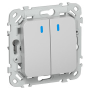 Выключатель 2-кл. СП FLITE ВС12-1-1-ФлА 10А с индикацией механизм алюм. IEK FI-V20-1-10-1-K47