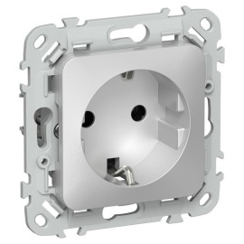 Розетка СП FLITE РС11-1-ФлА 16А с заземл. без защ. шторок безвинтовое крепление механизм алюм. IEK FI-R11-16-1-K47