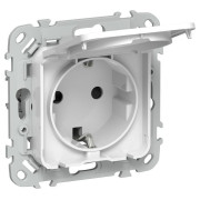 Розетка СП FLITE РСшкр11-1-44-ФлБ 16А IP44 с заземл. с защ. шторками и крышкой безвинтовое крепление механизм бел. IEK FI-R16-16-1-44-K01