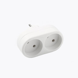 Разветвитель 2-м без заземл. 10А 2200Вт 250В плоский бел. DОМТОК 2651