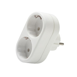 Разветвитель 2-м с заземл. 16А 3500Вт 250В плоский бел. DОМТОК 2653