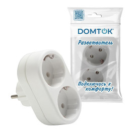 Разветвитель 2-м с заземл. 16А 3500Вт 250В плоский бел. DОМТОК 2653