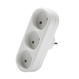 Разветвитель 3-м без заземл. 10А 2200Вт 250В плоский бел. DОМТОК 2655