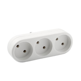 Разветвитель 3-м без заземл. 10А 2200Вт 250В плоский бел. DОМТОК 2655