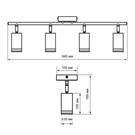 Светильник PCL-0104 4xGU10 IP20 230В BL настен./потолочн. декор. под лампу JazzWay 5066465