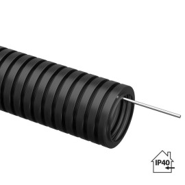 Труба гофрированная ПНД d25мм с протяжкой черн. (уп.75м) TOKOV ELECTRIC TKE-PND25-BL-75