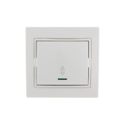 Переключатель проходной 1-кл. СП Mira 10А с подсветкой с бел. вставкой бел. LEZARD 701-0202-114