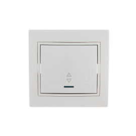 Переключатель проходной 1-кл. СП Mira 10А с подсветкой с бел. вставкой бел. LEZARD 701-0202-114