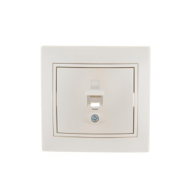 Розетка компьютерная 1-м СП Mira RJ45 16А IP20 со вставкой жемчуж./бел. перламутр. LEZARD 701-3030-139