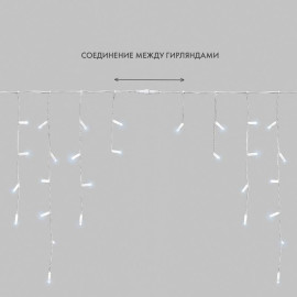 Гирлянда светодиодная "Айсикл" (бахрома) 4.8х0.6м 152LED бел. 15Вт 230В IP65 провод бел. (нужен шнур питания 303-500-1) Neon-Night 255-137-6