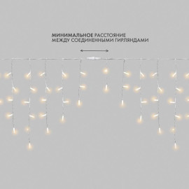 Гирлянда светодиодная "Айсикл" (бахрома) 4х0.6м 128LED тепл. бел. 10Вт 230В IP67 провод каучук бел. (нужен шнур питания 315-001) Neon-Night 255-206