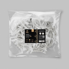 Гирлянда светодиодная "Айсикл" (бахрома) 4х0.6м 128LED тепл. бел. 10Вт 230В IP67 провод каучук бел. (нужен шнур питания 315-001) Neon-Night 255-206