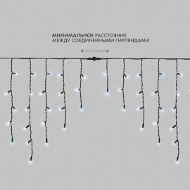 Гирлянда светодиодная "Айсикл" (бахрома) 4х0.6м 128LED бел. 10Вт 230В IP67 провод каучук черн. Neon-Night 255-225