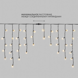 Гирлянда светодиодная "Айсикл" (бахрома) 4х0.6м 128LED тепл. бел. 10Вт 230В IP67 провод каучук черн. (нужен шнур питания 315-000) Neon-Night 255-226