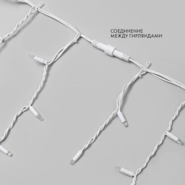 Гирлянда светодиодная "Айсикл" (бахрома) 4х0.6м 128LED тепл. бел. 10Вт 230В IP67 эффект мерцания провод каучук бел. (нужен шнур питания 315-001) Neon-Night 255-356