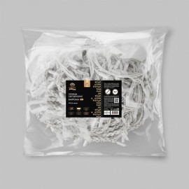 Гирлянда светодиодная "Айсикл" (бахрома) 4х0.6м 128LED тепл. бел. 10Вт 230В IP67 эффект мерцания провод каучук бел. (нужен шнур питания 315-001) Neon-Night 255-356