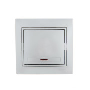 Переключатель проходной 1-кл. СП Mira 10А с подсветкой со вставкой сер. метал. LEZARD 701-1010-114