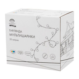 Гирлянда светодиодная "Мультишарики" 20м d15мм 200LED мульти (RG/RB) 11Вт 230В IP44 мигание провод зел. Neon-Night 303-609