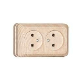 Розетка 2-м ОП Олимп 16А без заземл. сосна UNIVersal 5560858