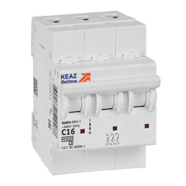 Выключатель автоматический модульный 3п C 16А OptiDin BM63-3C16-4.5-УХЛ3 КЭАЗ 326812