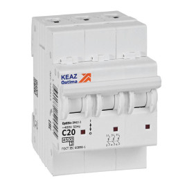 Выключатель автоматический модульный 3п C 20А OptiDin BM63-3C20-4.5-УХЛ3 КЭАЗ 326813