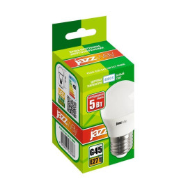 Лампа светодиодная PLED-ECO 5Вт G45 шар матовая 4000К нейтр. бел. E27 400лм 230В 50Гц JazzWay 1036988A