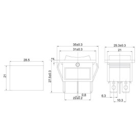 Выключатель клавишный 250В 15А (6с) (ON)-OFF-(ON) с нейтралью без фикс. черн. (RWB-508 SC-767) Rexant 36-2375