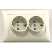 Розетка 2-м СП Селена РС16-372 16А IP20 с заземл. сл. кость Кунцево 8148