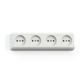 Розетка 4-м ОП Оптима РА16-402 16А IP20 с монтаж. пластиной сл. кость Кунцево 8050