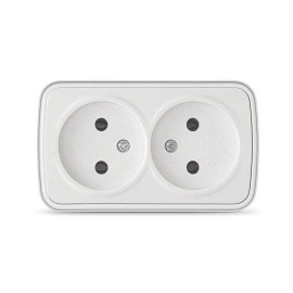 Розетка 2-м ОП Электра 16А IP20 без заземл. бел. Союз 0024