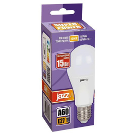 Лампа светодиодная PLED-SP 15Вт A60 грушевидная 3000К тепл. бел. E27 1530лм 230В JazzWay 2853028