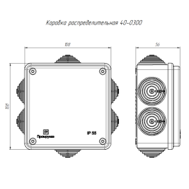 Коробка распределительная ОП безгалогенная (HF) 100х100х50 Промрукав 40-0300