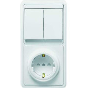 Блок БКВР-035 Бэлла (2-кл. выкл. + евророзетка с защ. шторками) бел. Кунцево 5835