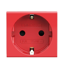 Розетка 1-м 2мод. Viva 16А IP20 2P+E с заземл. защ. шторки красн. DKC 45015