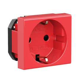 Розетка 1-м 2мод. Viva 16А IP20 2P+E с заземл. защ. шторки красн. DKC 45015