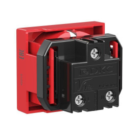 Розетка 1-м 2мод. Viva 16А IP20 2P+E с заземл. защ. шторки красн. DKC 45015