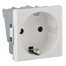 Розетка 1-м 16А IP20 45х45 с заземл. защ. шторки бел. Ruvinil АДЛ 13-900