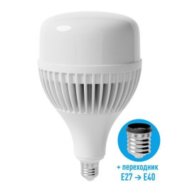 Лампа светодиодная высокомощная HWLED 100Вт 6500К холод. бел. E27 220В (переходник с E27 на E40 в компл.) КОСМОС LksmHWLED100WE2765