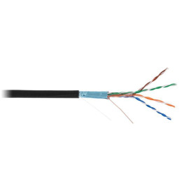 Кабель F/UTP кат.5E (класс D) 4 пары 100МГц ОЖ BC чистая медь внешн. PE до -40град.C черн. (уп.305м) NETLAN EC-UF004-5E-PE-BK