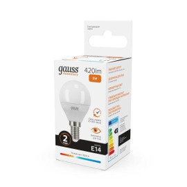 Лампа светодиодная Elementary 6Вт P45 шар 3000К тепл. бел. E14 420лм GAUSS 53116